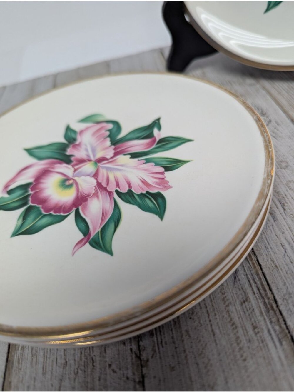 Vintage Paden City Pottery MODERN ORCHID Set 5 Dessert Bread Plates Retired USA - Picture 5 of 11